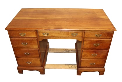 Vintage Stickley solid cherry 9 drawer kneehole desk
