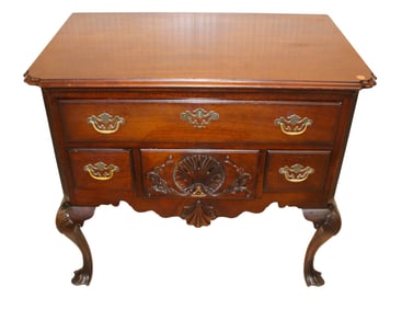 Vintage Saybolt & Cleland solid mahogany carved 4 drawer low boy