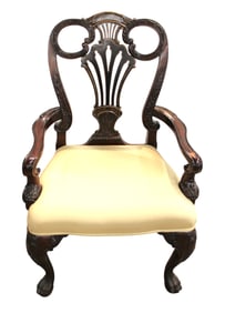 Maitland Smith carved solid mahogany arm chair