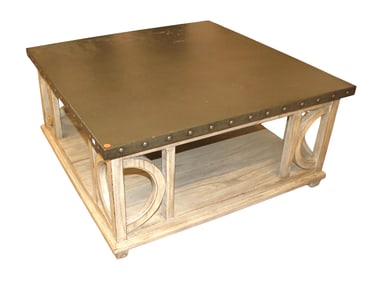 Lexington decorator coffee table with hammered metal top