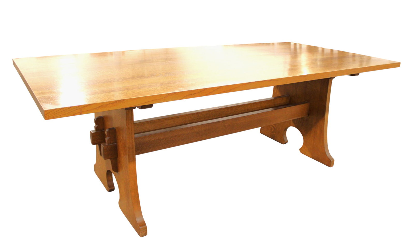 Stickley mission quartersawn oak dining table trestle base (1 of 9)