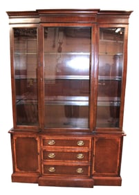 Nice size 2pc mahogany and banded 3 door china cabinet