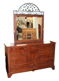 Bob Timberlake Lexington cherry low chest with iron frame and beveled mirror