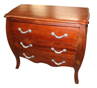 Cherry finish french style 3 drawer decorator chest