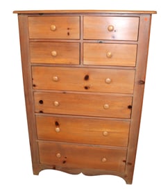 Knotty pine rustic cabinet made by James Becker dated 1996, 8 drawer