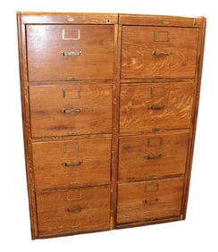 Antique oak double filing cabinet Library Bureau SoleMakers, all paneled