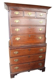 Antique oak and chestnut 2pc highboy ca. 1790-1820's