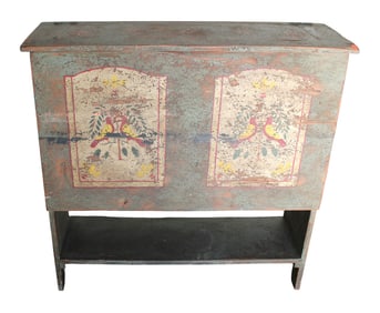 Antique Pennsylvania Dutch lift top sugar cabinet with original blue paint