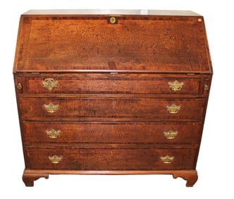 Antique oak and chestnut slant front desk  ca.1790-1820's