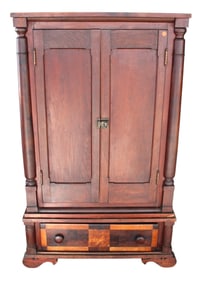 2pc. antique mahogany and mixed woods cabinet