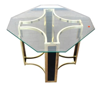 Ultra modern brass and glass side table with black accents