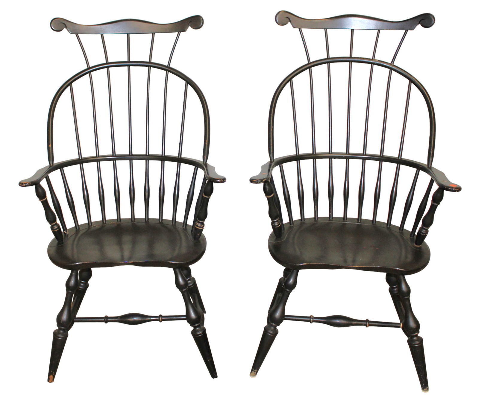 Pair Nichols & Stone windsor comb back chairs in the black finish (1 of 6)
