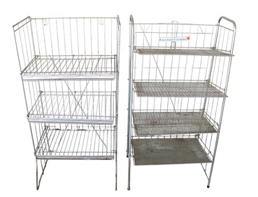 Pair of vintage wire baker's stand in original found condition