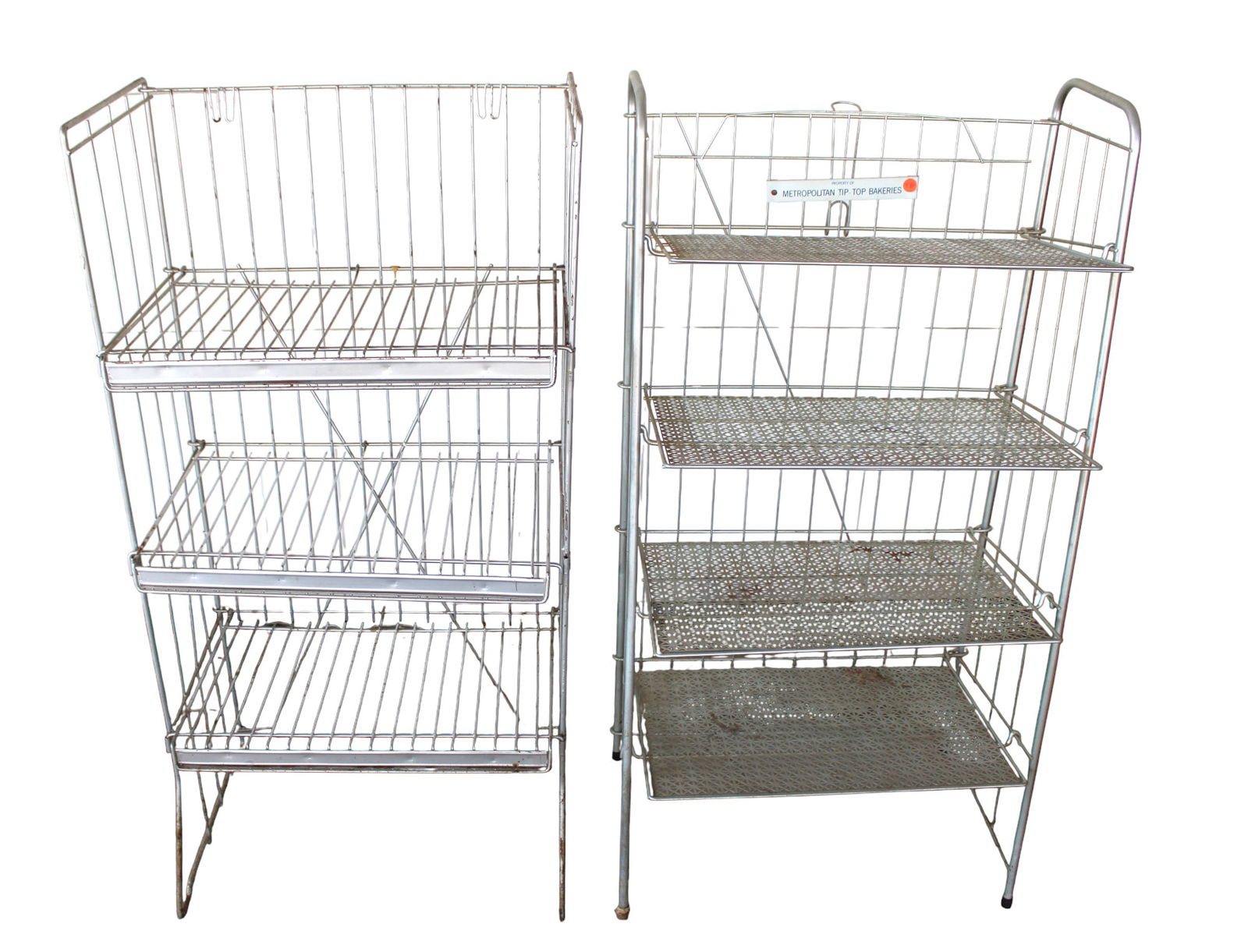 Pair of vintage wire baker's stand in original found condition (1 of 3)