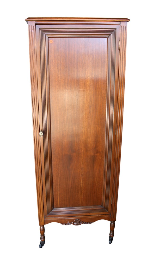 Semi antique walnut 1 door wardrobe (1 of 6)