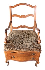 Antique French chamber arm chair with door