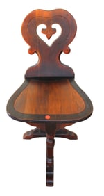 Antique depression walnut brace bottom chair with heart shape back