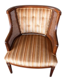 Vintage wicker and upholstered cherry chair