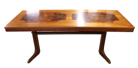 Mid Century burl walnut adjustable sofa/coffee table