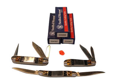 3 Smith & Wesson knives CH295 CH297 CH787 with no etchings with boxes