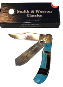 Smith & Wesson knife  limited edition 70/1000 #709 saddle horn turquoise american white tail in box