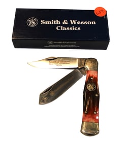 Smith & Wesson knife limited edition 41/500 1998 #1302 red line bone coke bottle in box