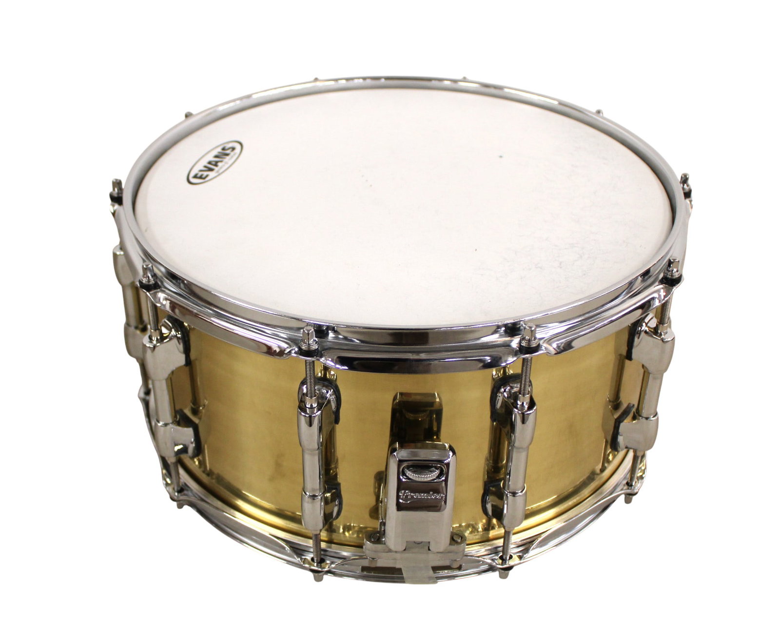 Premier snare double head gold and chrome snare drum. 16x8 (1 of 3)