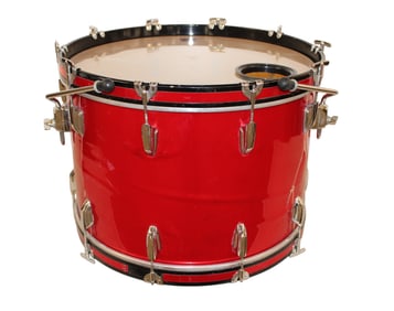 Premier #002186 red bass drum, has issues. 26" dia x 19"