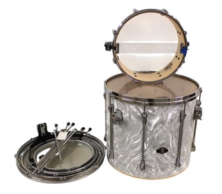 2 Tama mother of pearl drums with extra accessories #169060 #008419. 18x16.5 15x6