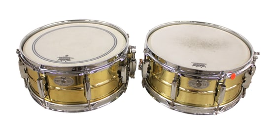 2 Pearl super lead brass shell double head drums. 14x6.5 each