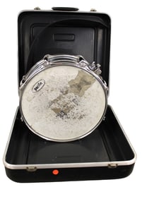 Steel double head steel snare drum with hard case. 15x6