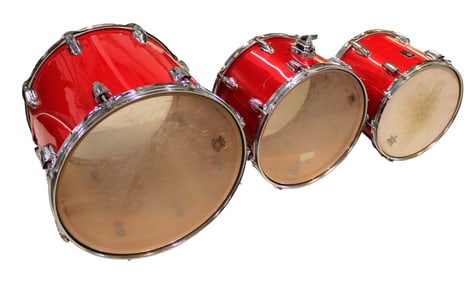 3 Premier double head drums in red finish as is. 16x17 10x15 12x14