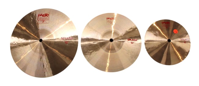 Like new 3 Paiste 2002 splash cymbals, 8" 10" 12"