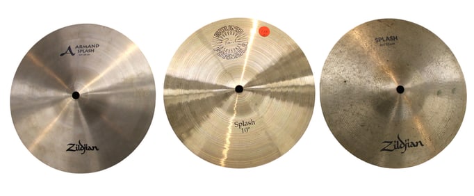 3 10" cymbals: Zildjian splash, Zildjian Armand splash, Sound Formula splash