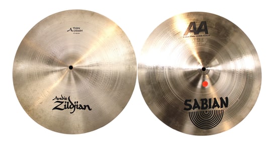 2 17" cymbals: Zildjian thin crash and Sabian AA extra thin crash