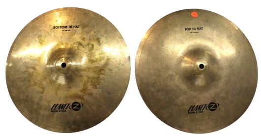 2 Planet Z 14" top and bottom high hats cymbals