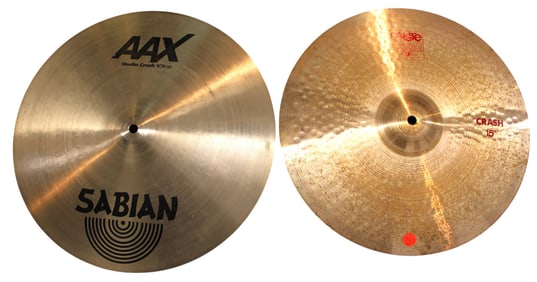 2 cymbals: Paiste 2002 15" crash and Sabian 16" studio crash