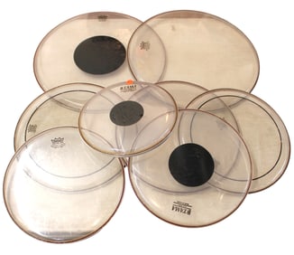 8 drum head skins, 10", 3 12", 2 14", 2 16"