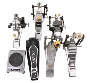 Selection of 6 Premier drum pedals and other