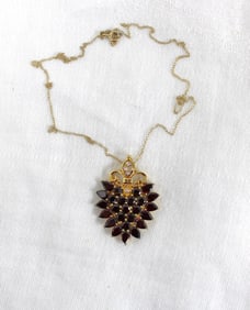 Garnet necklace gold over sterling silver