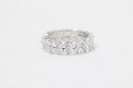 Simulated diamond sterling silver eternity band size 7