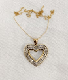 1 ctw. natural diamond heart necklace 10kt gold