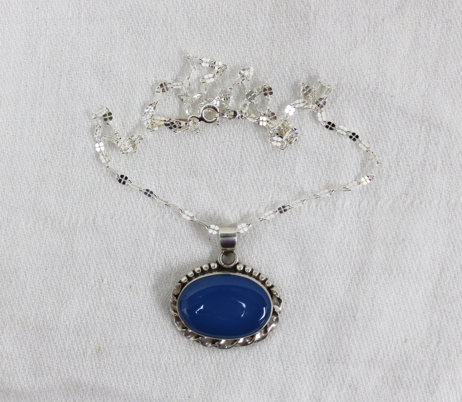 Blue chalcedony sterling silver necklace (1 of 3)