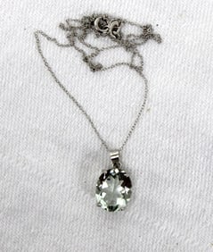 4.65 ctw. green amethyst pendant and necklace set in sterling silver