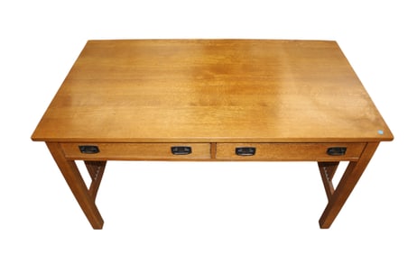 Stickley mission oak slatted side office desk