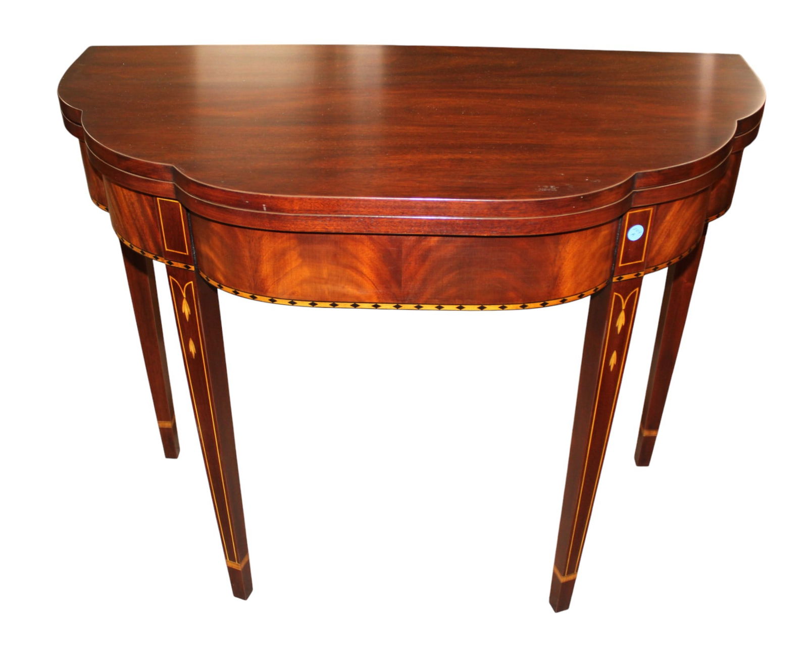 Beautiful Henkel Harris scalloped flip top game table (1 of 8)