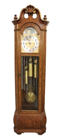 Herschedes 9 tube burl walnut grandfather clock