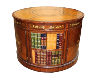 RARE leather top round kneehole desk