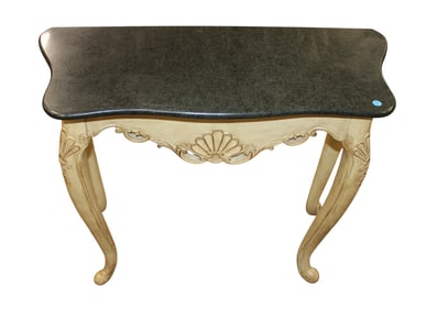 Italian marble top painted frame console table