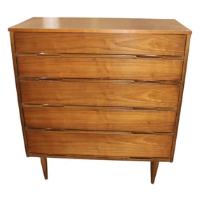 Mid century modern walnut finish high chest